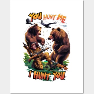 Funny Hunting TEE Shirt Bears Battle for Rifle Posters and Art